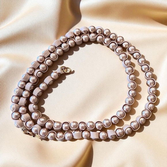 Vintage Ara Rose Gold Faux Pearl Necklace and Ribbon 40” - Picture 9 of 17